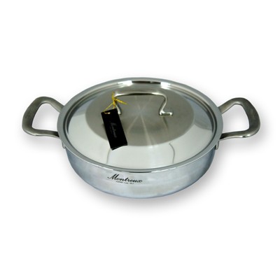 Cocina código corea original importado montreux siete capas de acero inoxidable doble mango poco profundo cazo 24cm pic 1