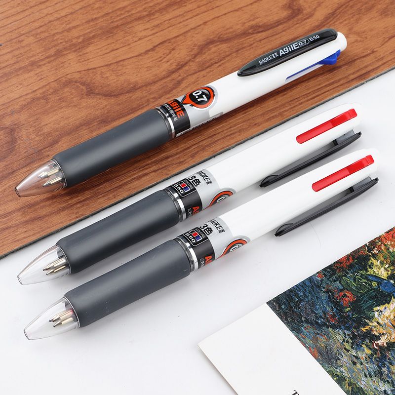 Wholesale of B50 multi-color press ballpoint pen, three-color press plastic gel pen and student drawing signature pen Specification image