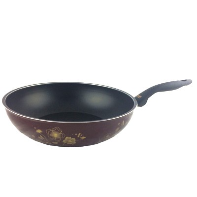 Kitchen code: Korean imported kitchenware, wine red universal non-stick wok, 32cm pic 1