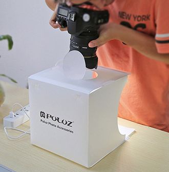 便携式折叠LED摄影棚 迷你摄影灯箱 小型拍照摄影器材图