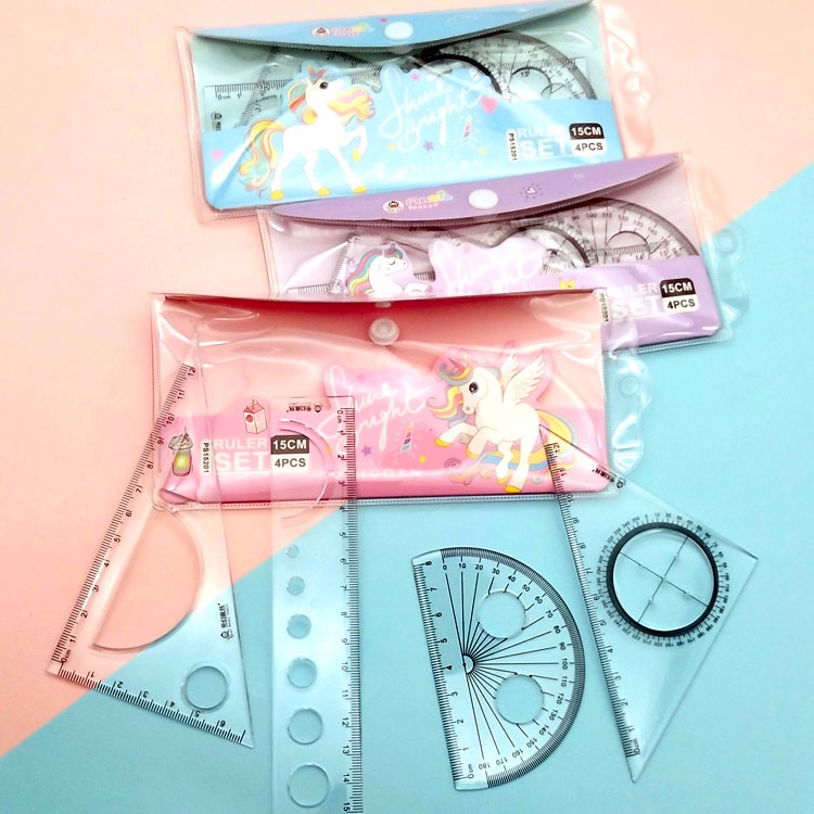 Factory direct sales 15cm Unicorn ruler set, cute Korean version, fresh and creative ruler set detail image 6