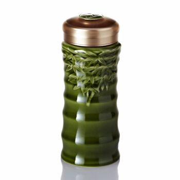 【 Gan Tang Xuan 】 Special Offer: Creative Gift - Bamboo-Joint Portable Ceramic Water Cup, Double-layer 350ml Specification image
