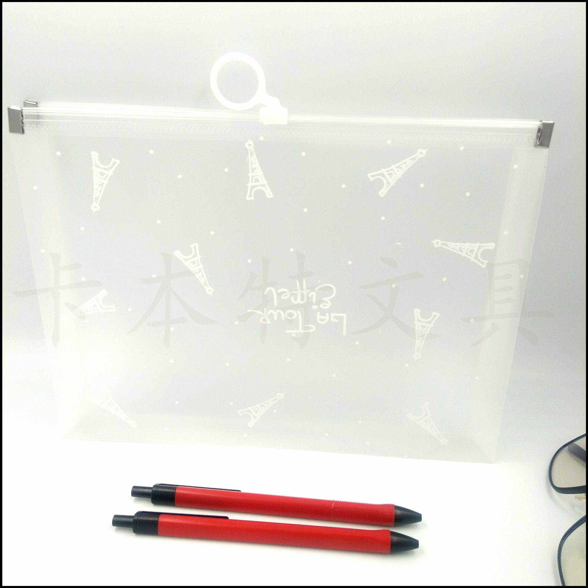 Transparent zipper bag A4 tower printing information bag Student stationery bag manufacturer direct selling office file bag thumbnail
