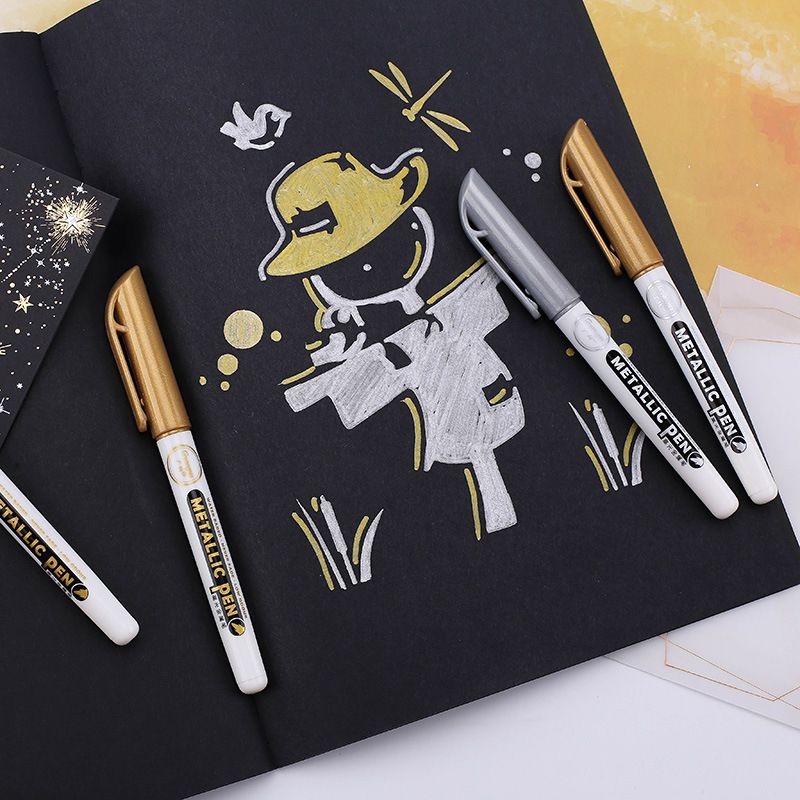 Guangna 560 gold and silver pen sign-in signature pen Greeting card DIY album Mark Black card pen Metallic color craft pen Application Scenario