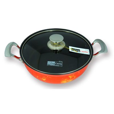 厨房密码 韩国进口厨具 橙色高纯度双柄浅汤锅26cm（ 颜色 可备注）