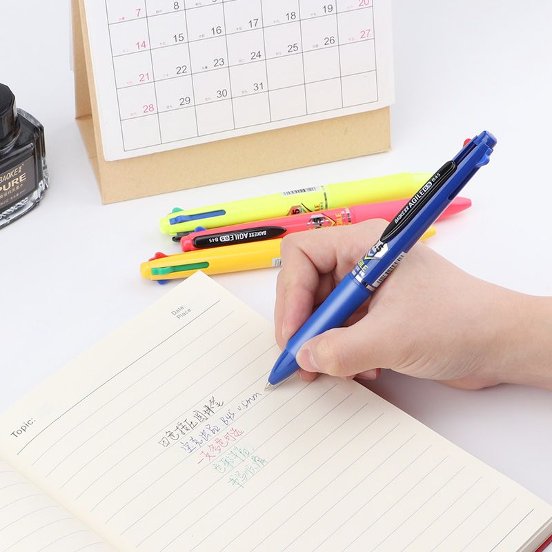 Wholesale of B45 multi-color press ballpoint pen, four-color press plastic gel pen and student drawing signature pen details Picture