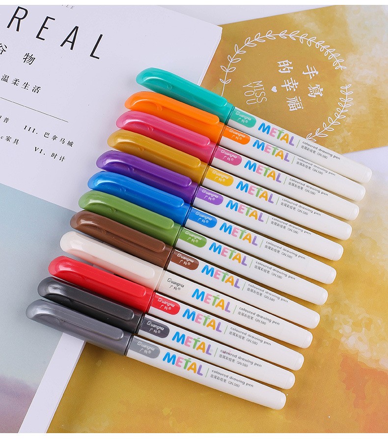 Brand direct sales: 580 12-color signature pens, greeting cards, DIY photo albums, black marker pens, and craft pens wholesale pic 1