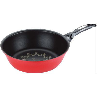 Kitchen Code: Korean imported kitchenware, red diamond single-handled wok, 28cm