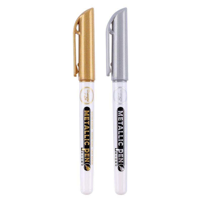 Guangna 560 gold and silver pen sign-in signature pen Greeting card DIY album Mark Black card pen Metallic color craft pen Item Picture
