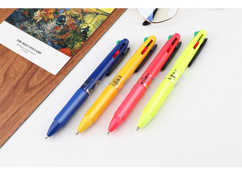 Wholesale of B45 multi-color press ballpoint pen, four-color press plastic gel pen and student drawing signature pen pic 12