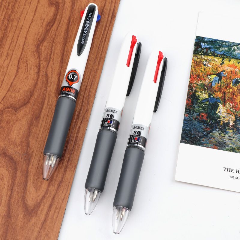 Wholesale of B50 multi-color press ballpoint pen, three-color press plastic gel pen and student drawing signature pen Application Scenario