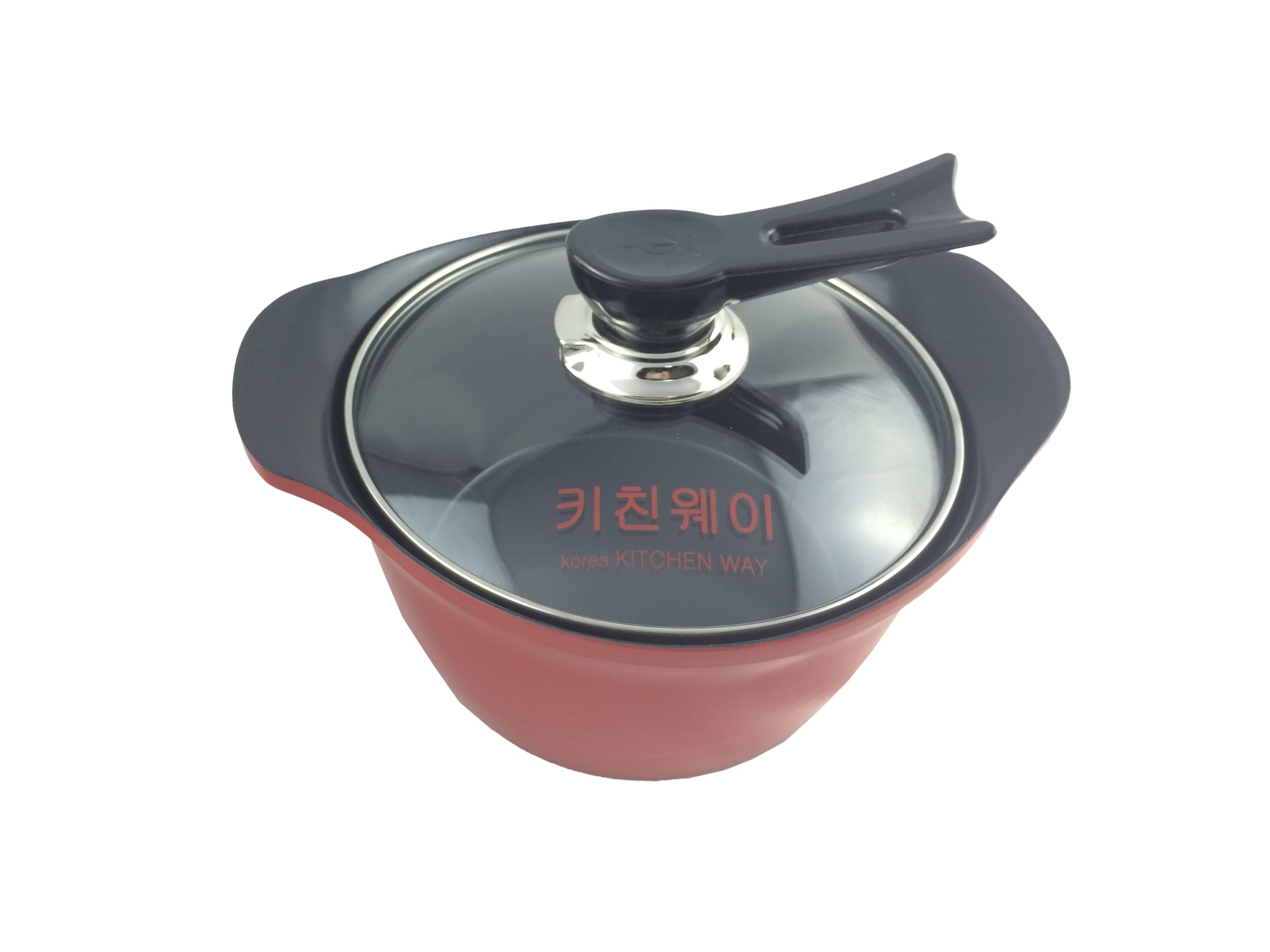 Cocina código corea original importado rojo universal tapa de vidrio doble mango olla de sopa 20cm - 7