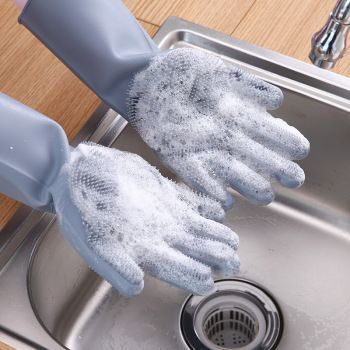厂家直销多功能厨房家务刷碗神器隔热防水硅胶手套洗碗手套详情图3