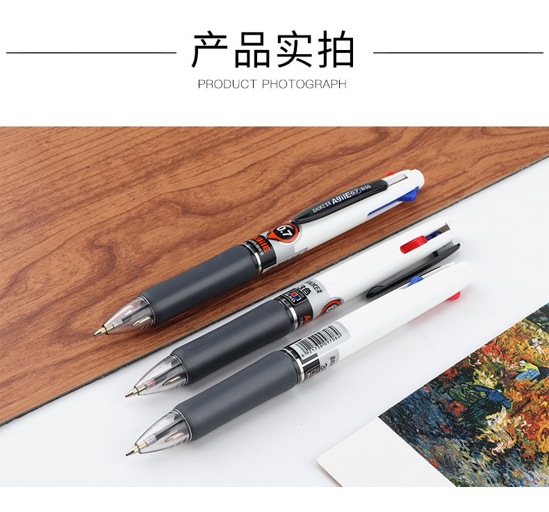 Wholesale of B50 multi-color press ballpoint pen, three-color press plastic gel pen and student drawing signature pen detail image 11