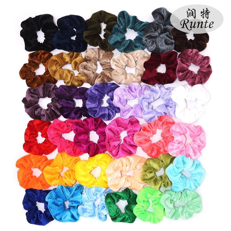 Factory direct sales of European and American velvet hair bands, velvet large intestine hair band sets, 36-color fabric large intestine hair band accessories detail image 1