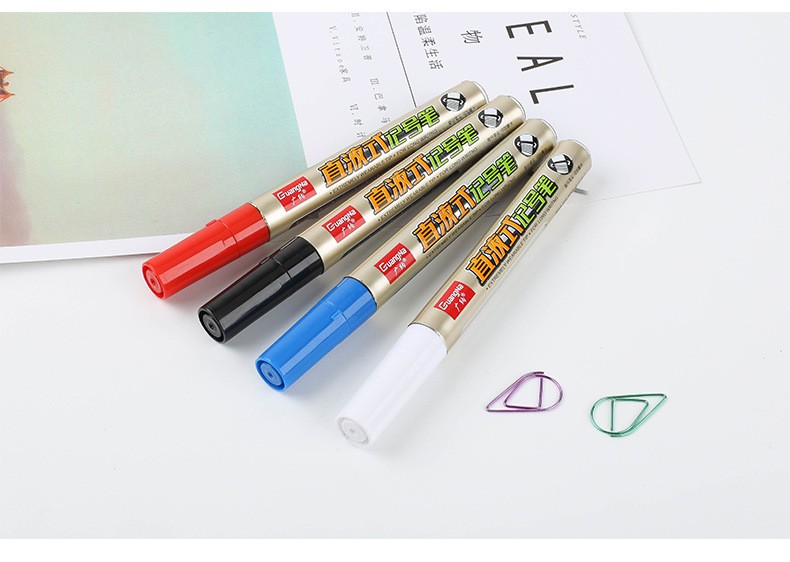 The Guangna oil-based large-capacity ink-refilling marker pen MK400 is black and white with a large head. The pen on the box head cannot be wiped off detail image 16