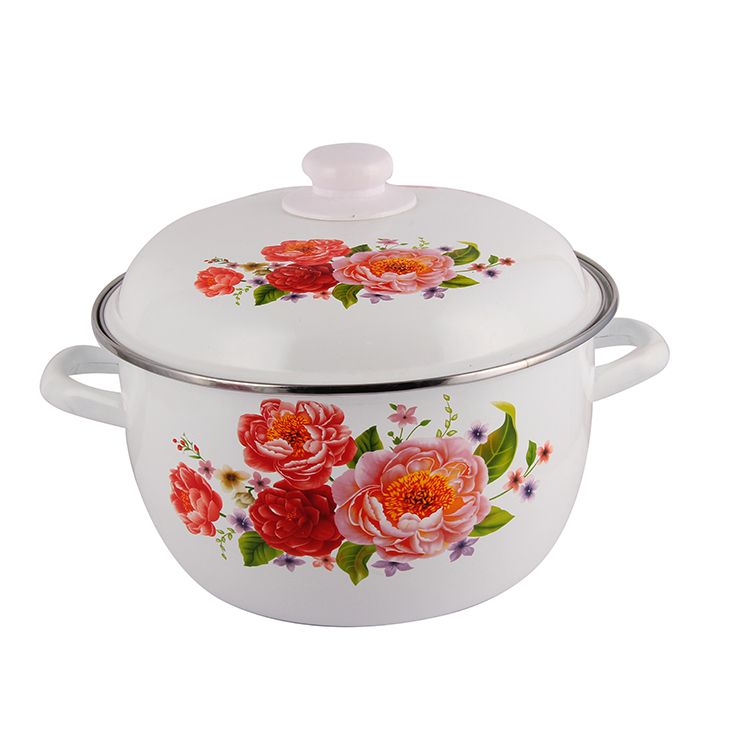 Enamel pot, enamel iron porcelain soup pot, double-ear soup stew pot, thickened noodle cooking pot, induction cooker, natural gas household old-fashioned pot