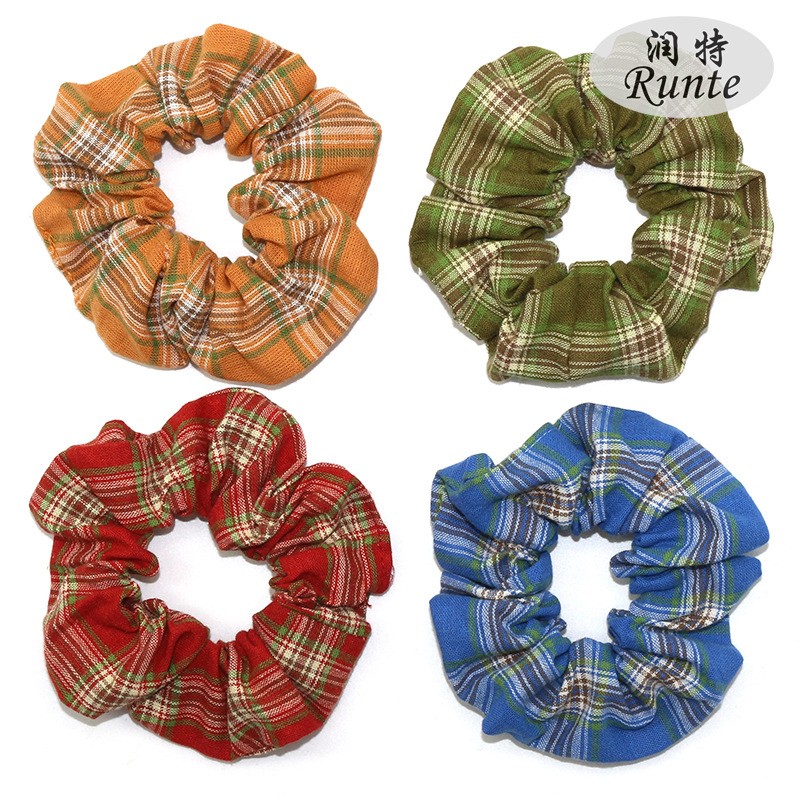 Fashionable Korean-style large intestine hair band, classic checkered leather band headwear, ladies' hair accessory, large intestine hair band wholesale detail image 1