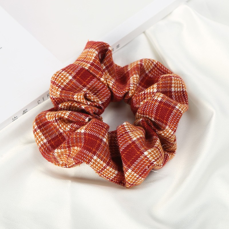 brandy Spring and Summer new style jennie Song Yanfei iu blue checkered large intestine hair band for ladies detail image 4