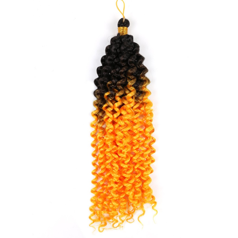 Nuevo estilo fibra química extensiones de cabello de ganchillo pelucas ondulación de agua gradiente detail image 6
