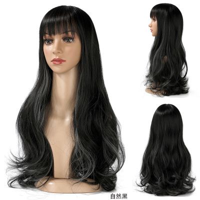 New highlights dyed wig for women, long curly hair, European and American export source headwear Specification image