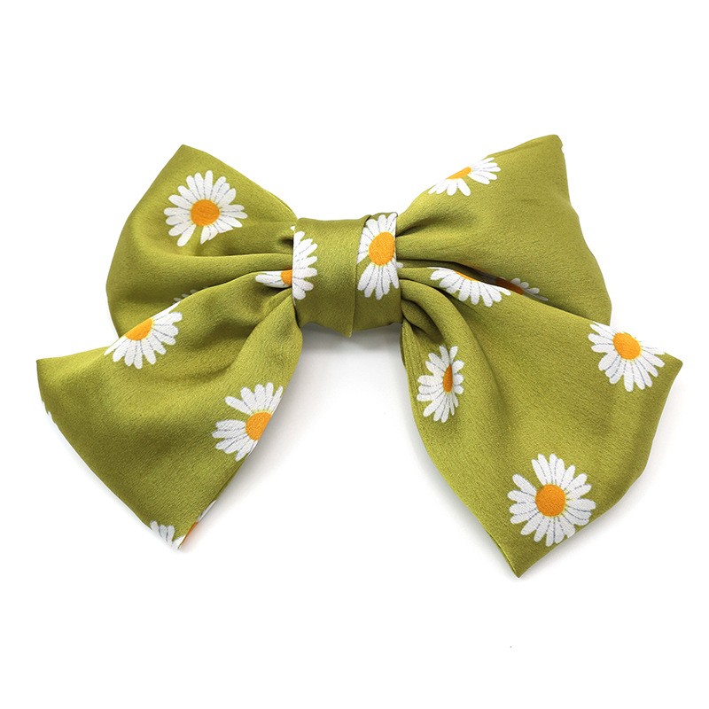 New Japanese and Korean school-style Daisy hairpins, satin oversized bow hairpins for women's hair accessories detail image 5