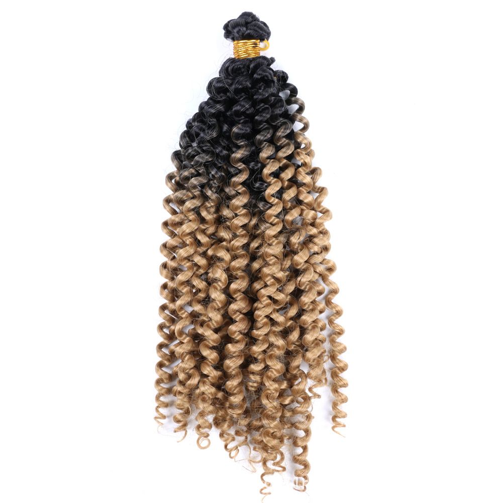 Nuevo estilo fibra química extensiones de cabello de ganchillo pelucas ondulación de agua gradiente