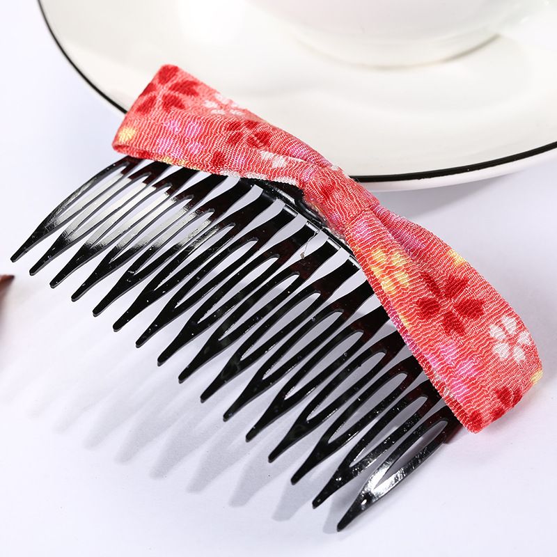Customizable new Japanese style series fashionable floral crepe bow hair combs, ethnic sweetness wholesale Application Scenario