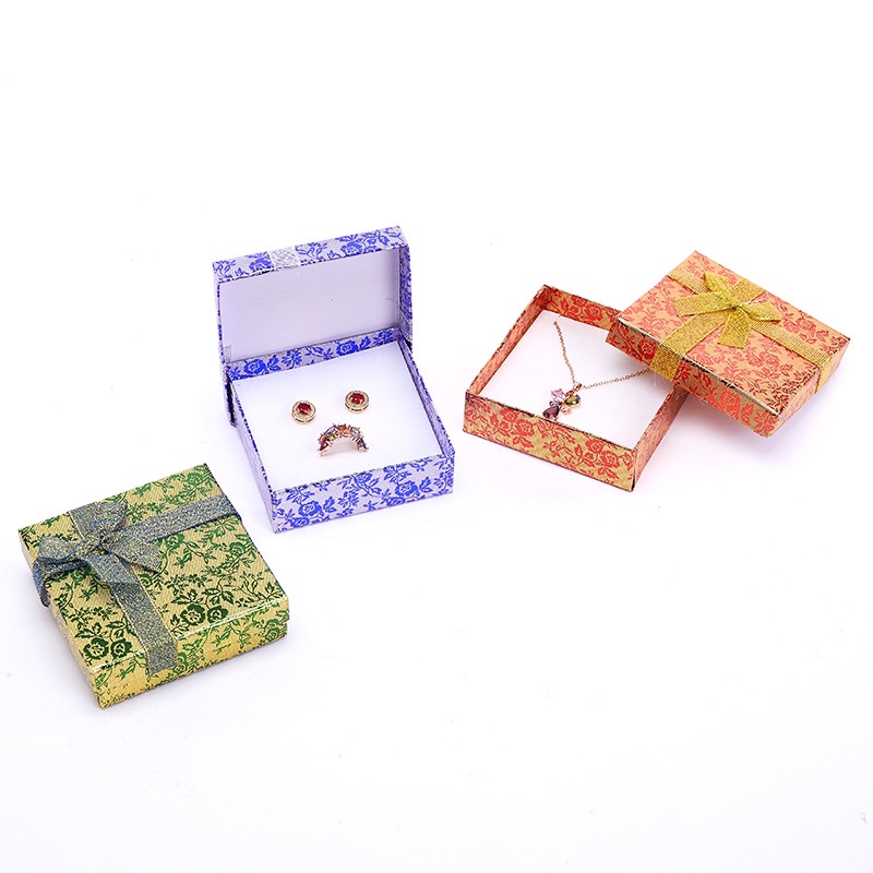 Jewelry small square gift box paper box bowknot packing box set box custom thumbnail