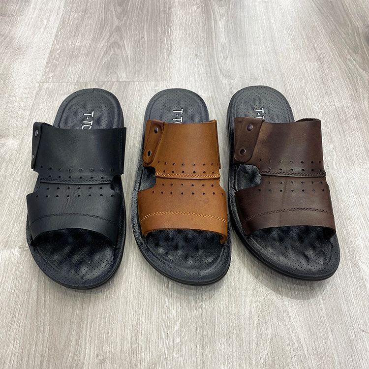men shoes genuine leather slipper massage 男士真皮拖鞋按摩详情图3
