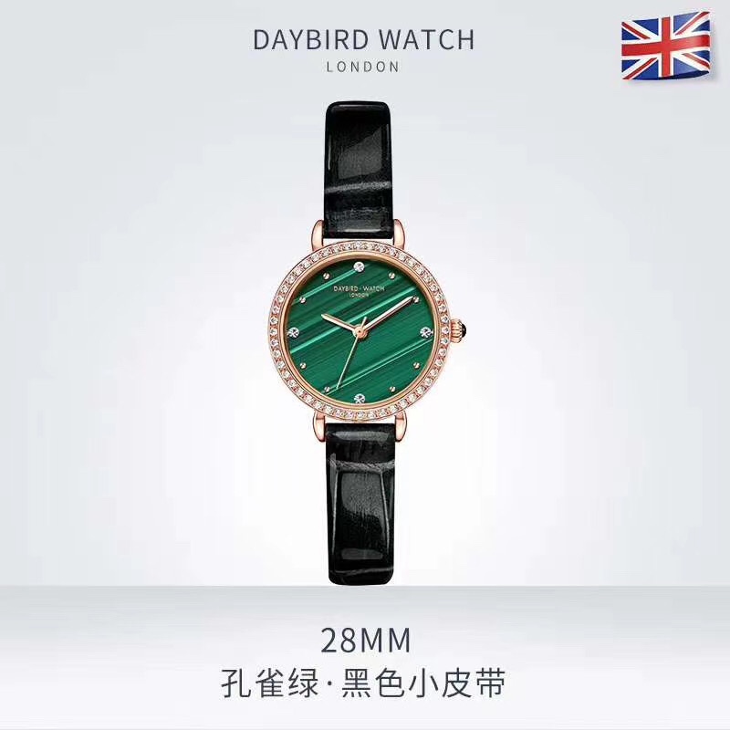 女神经典真皮防水手表，最款新款时尚百搭手表，最流行的绿色带钻表面。详情图4