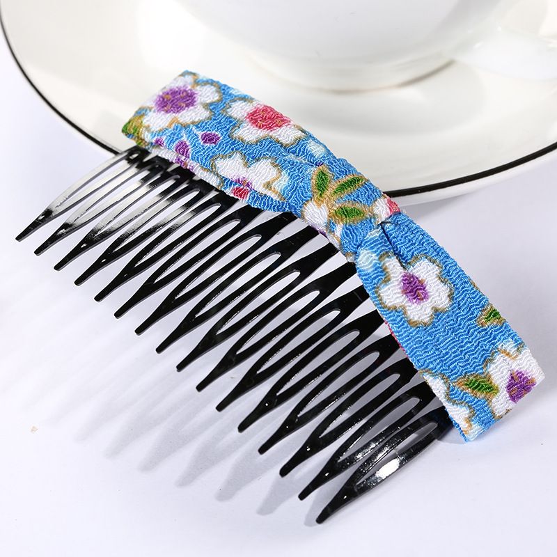 Customizable new Japanese style series fashionable floral crepe bow hair combs, ethnic sweetness wholesale details Picture