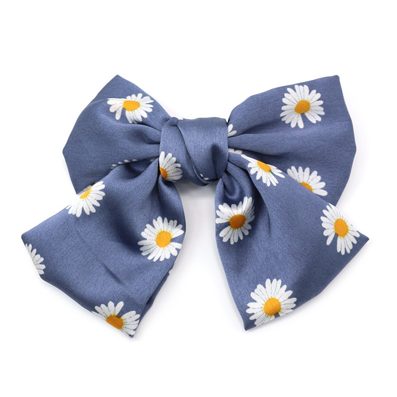 New Japanese and Korean school-style Daisy hairpins, satin oversized bow hairpins for women's hair accessories detail image 2