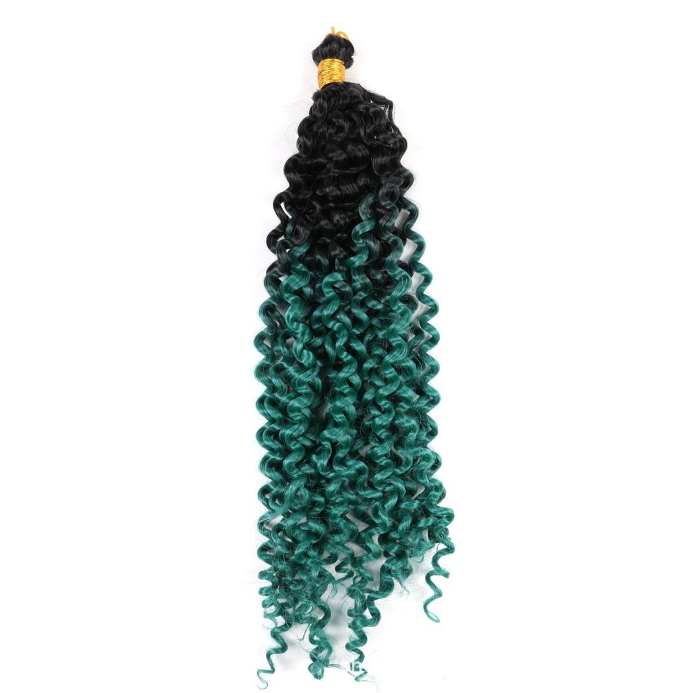 Nuevo estilo fibra química extensiones de cabello de ganchillo pelucas ondulación de agua gradiente detail image 2