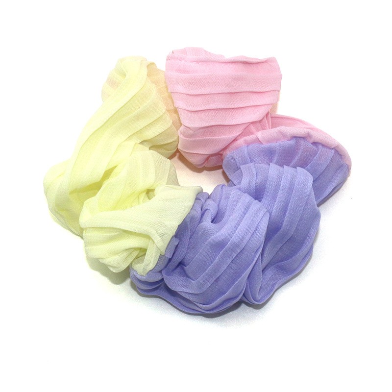 Wholesale of new candy-colored fabric chiffon hair bands for cross-border autumn and winter, fashionable and versatile large intestine hair accessories and hair ties detail image 2