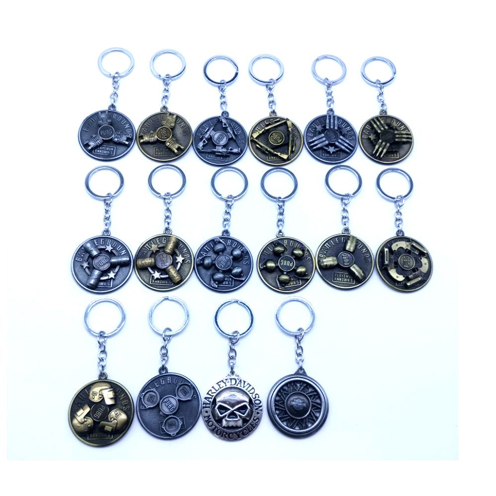 爆款热销吃鸡PUBG胸章钥匙扣金属钥匙圈钥匙链车钥匙汽车改装配件