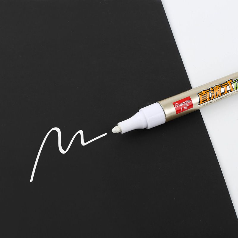 The Guangna oil-based large-capacity ink-refilling marker pen MK400 is black and white with a large head. The pen on the box head cannot be wiped off Specification image