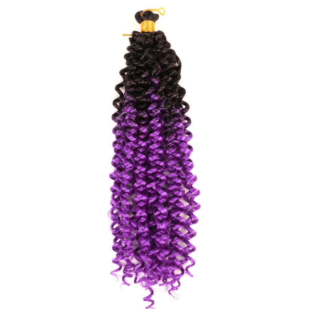 Nuevo estilo fibra química extensiones de cabello de ganchillo pelucas ondulación de agua gradiente detail image 1