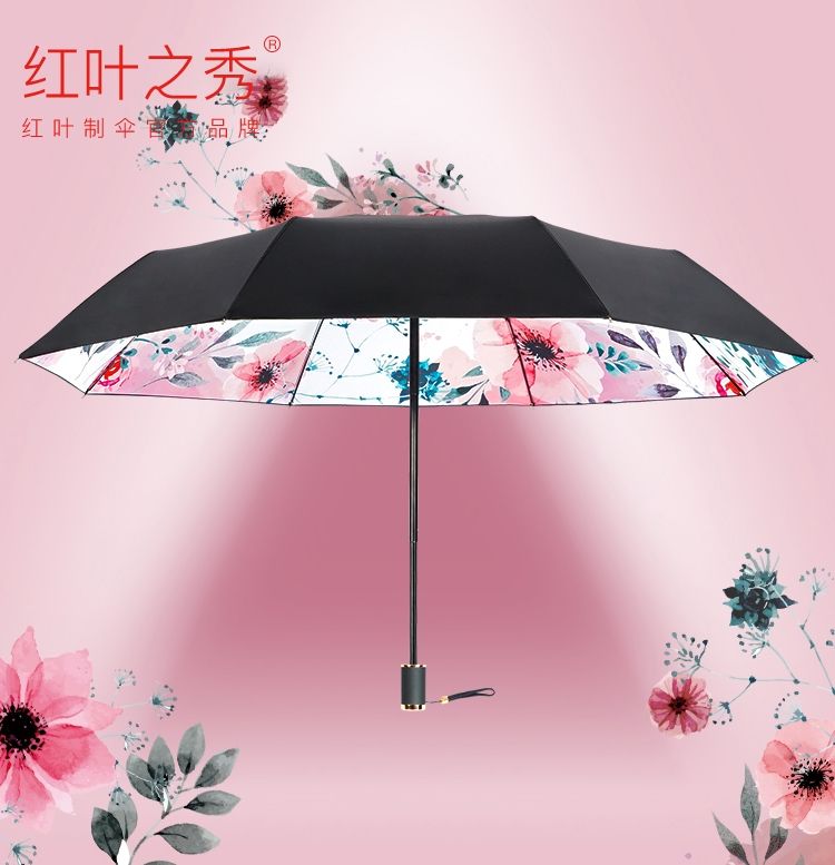 The Red Leaf Show Umbrella For Women Both Sunny And Rainy Mori Retro Sun Umbrella Compact Portable Sun Protection And Uv Protection Specification drawing
