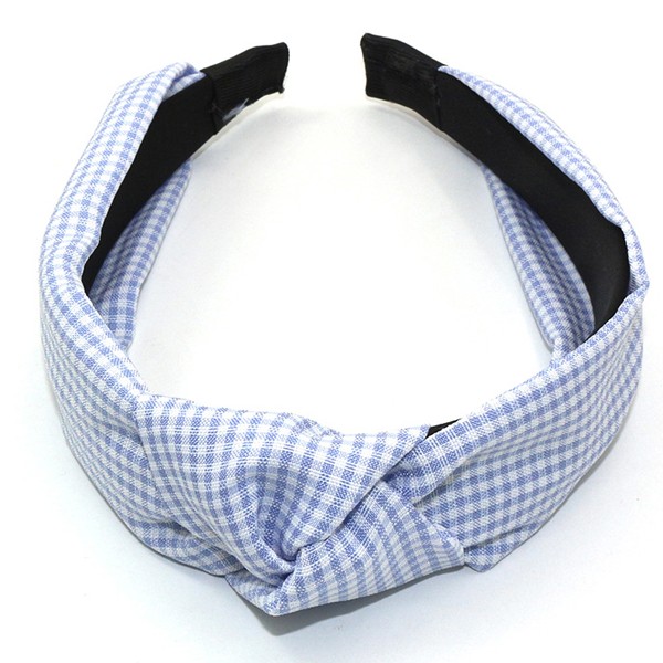 The new Korean version wide-edge sweet and fashionable checkered hair band, the same style as the popular hair band, and the pearl hair accessory for women detail image 4