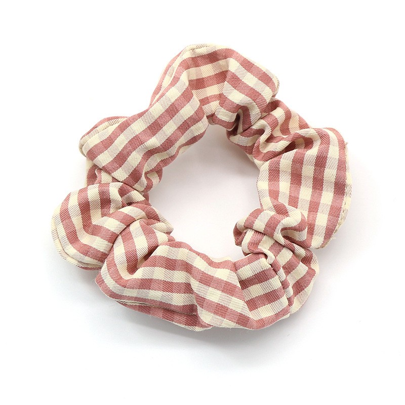 A fresh and cute striped checkered hair tie and hair band, fashionable and versatile on Instagram, large intestine circle hair band, a hair accessory for girls detail image 5
