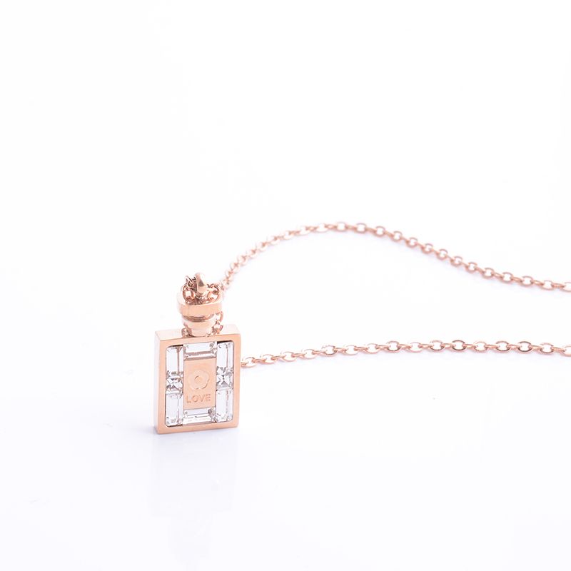 New style s s titanium steel plated 18-k rose perfume bottle necklace with no fading and no allergy jewelry gift
