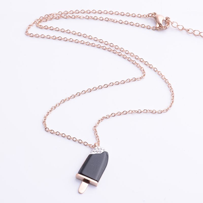 Pop fashion lollipop necklace titanium steel plated 18k rose gold collarbone chain fadeless jewelry