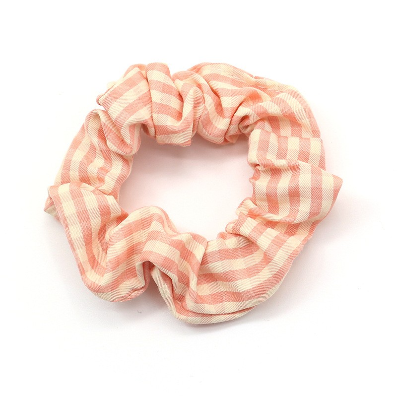 A fresh and cute striped checkered hair tie and hair band, fashionable and versatile on Instagram, large intestine circle hair band, a hair accessory for girls detail image 4
