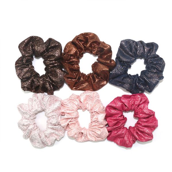 2020 New European and American fashion and creative large intestine circle women's leather fabric hair band elastic elastic band hair tie