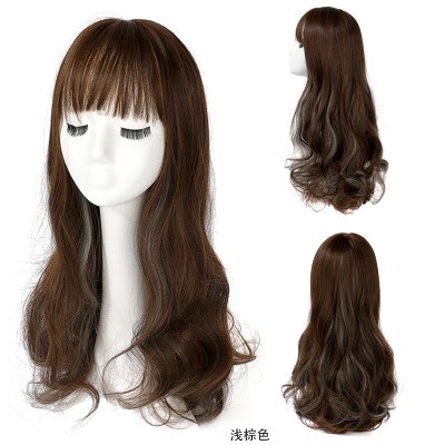 New highlights dyed wig for women, long curly hair, European and American export source headwear detail image 5
