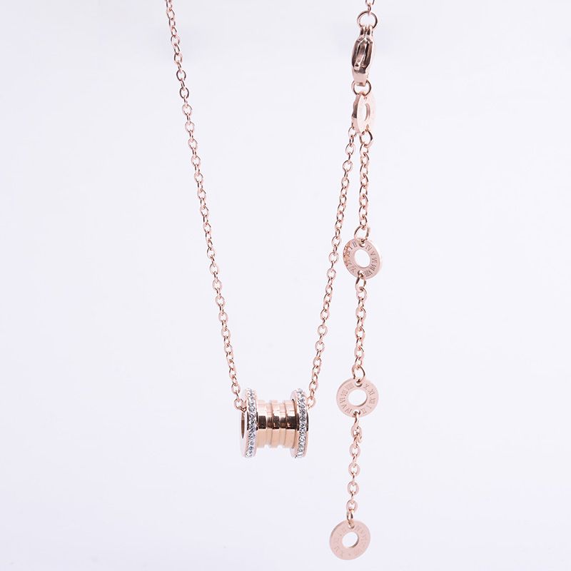 Diamond diamond rolling Stone necklace, titanium steel, 18-karat rose gold clavicle chain, women's accessories are versatile thumbnail