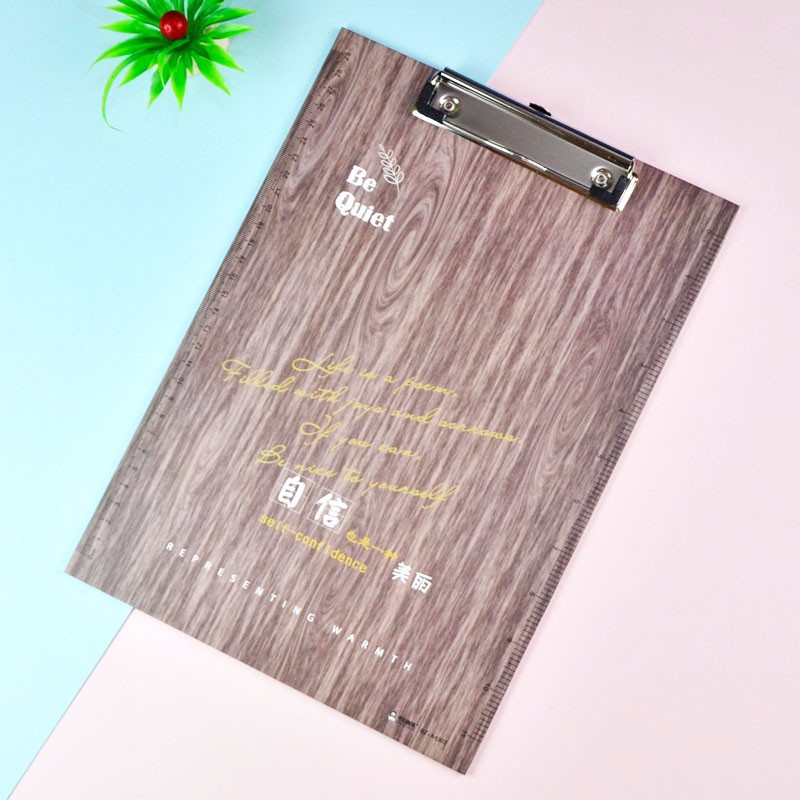Wholesale of fashionable wood-grain cardboard clips, business board clips and student A4 writing boards in stock detail image 7