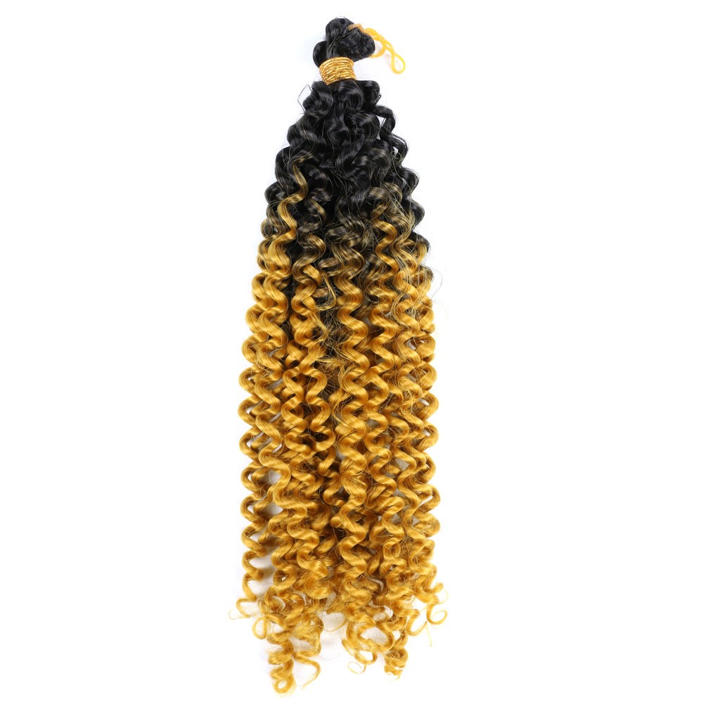 Nuevo estilo fibra química extensiones de cabello de ganchillo pelucas ondulación de agua gradiente detail image 7