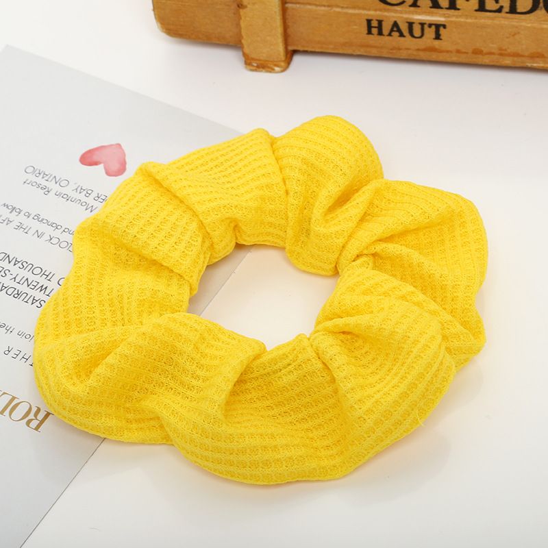 Factory direct sales of large, simple and large intestine hair bands, new striped knitted thick hair flowers, high-elasticity hair ties and hair bands details Picture